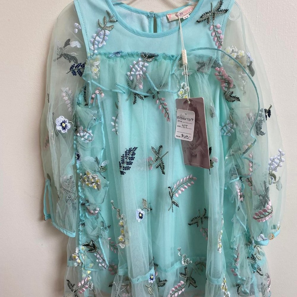 NWT Baby Sara Teal Flower Dress